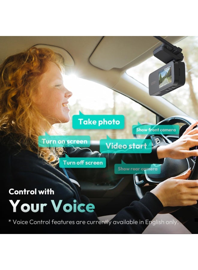 بوتسلاب كاميرا أمامية وخلفية مزدوجة من BOTSLAB بدقة 4K+2K، مزودة بتحكم صوتي، ونظام STARVIS، وتنبيهات نظام مساعدة السائق المتقدم (ADAS)، ورؤية ليلية فائقة الوضوح، ومراقبة ركن السيارة على مدار الساعة، وواي فاي 5.8 جيجاهرتز ونظام تحديد المواقع العالمي (GPS)، وبطاقة ذاكرة 64 جيجابايت مجانية، وتسجيل متواصل - Image 4